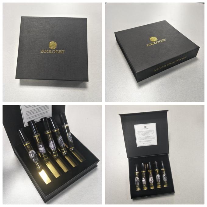2 de Gift Verpakkende die Dozen van het kanten Open Zwarte Geweven Parfum met het Tussenvoegsel van EVA worden aangepast