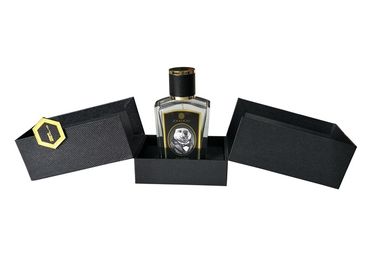 China 2 de Gift Verpakkende die Dozen van het kanten Open Zwarte Geweven Parfum met het Tussenvoegsel van EVA worden aangepast fabriek